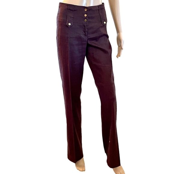 Cache Womens Linen Blend Brown Pants Size 2 - Picture 1 of 14